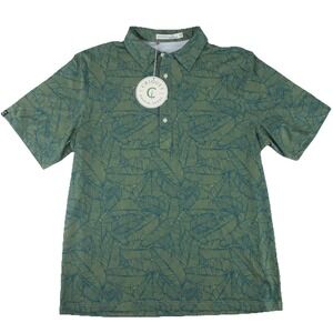 Criquet Performance Polo Shirt Mens XL Green Palm Print Golf